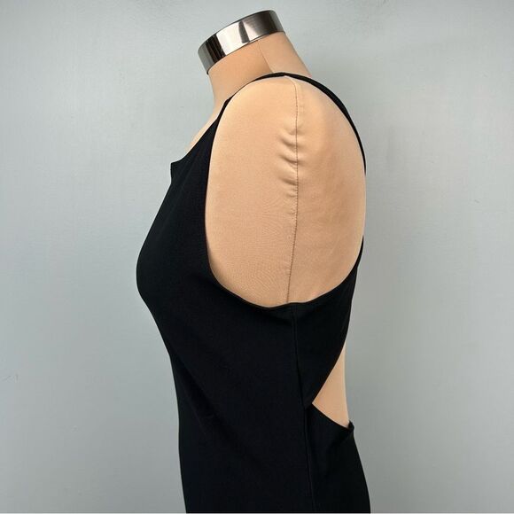 PS Per Seption Little Black Dress Vintage Knee Length Open Cross Over Back Sz L - Picture 10 of 13